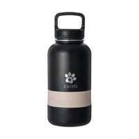 Gourde 4-en-1 Canini pour chien en acier inoxydable noir mat, avec bols intégrés